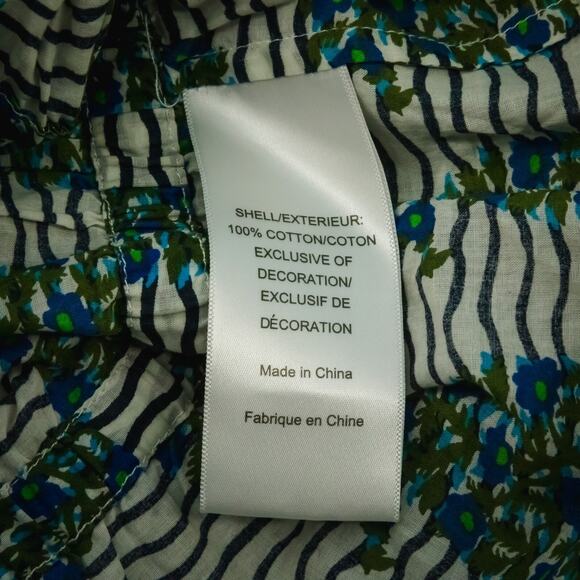 Tory Burch Size 8 Evelina Cotton Voile Stripe Floral Print Scoop Tie Cotton Top - Picture 5 of 7